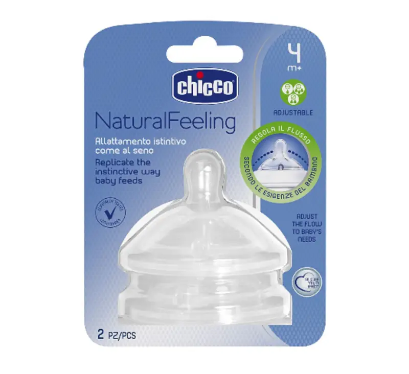 حلمات رضاعة فسيولوجية Chicco NaturalFeeling – 4 أشهر+، 2 قطعة  