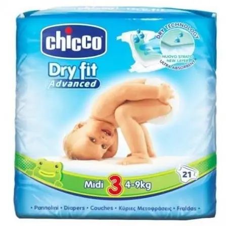 حفاضات أطفال Chicco Dry Fit Advanced – مقاس 3 ميدي، 21 حفاضة  