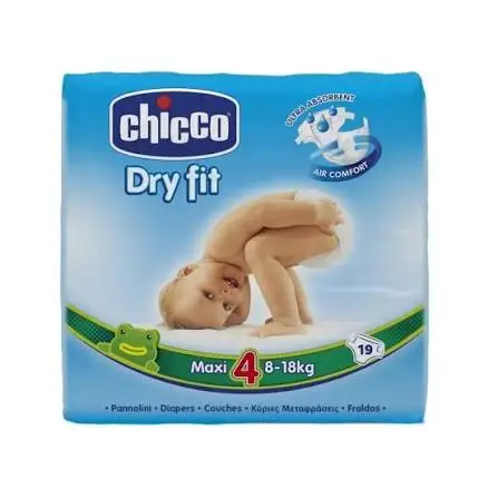 حفاضات أطفال Chicco Dry Fit – مقاس 4 ماكسي، 19 حفاضة  