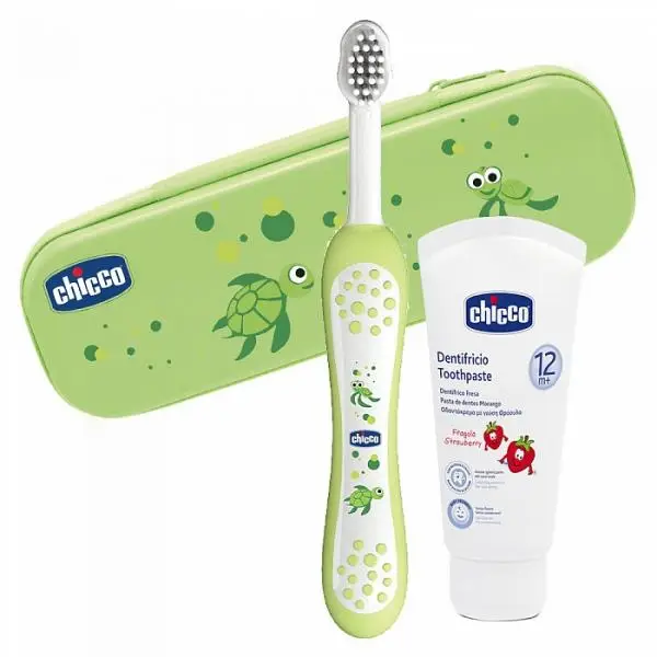 المنتج: مجموعة العناية بالأسنان والسفر للأطفال "Chicco Oral Care Travel Set" (مناسبة لعمر 12+ شهراً) 